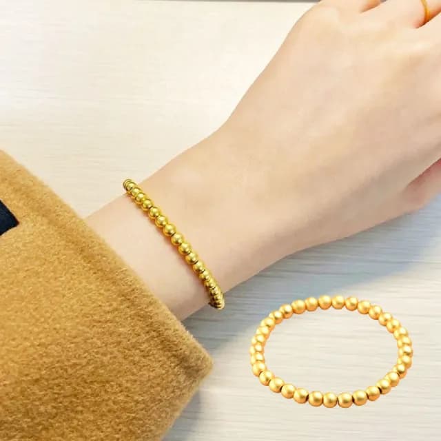 【質設計】古法磨砂金珠財富手鏈(黃金色 水晶手鍊 串珠 手珠 手串 手環 佛珠 禮物)