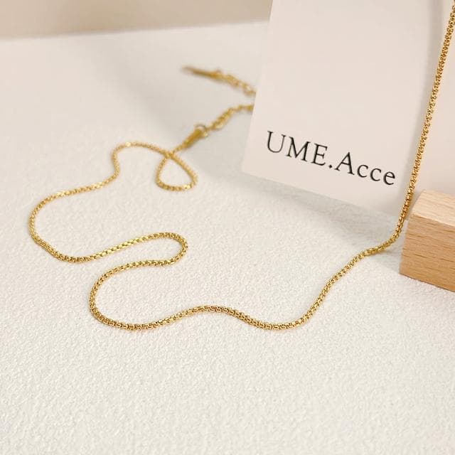 【UME.Acce】立體方珠細鍊鈦鋼項鍊(鈦鋼項鍊 項鍊 鈦鋼 裸鍊 鈦鋼裸鍊 立體 方鏈 珍珠鏈)