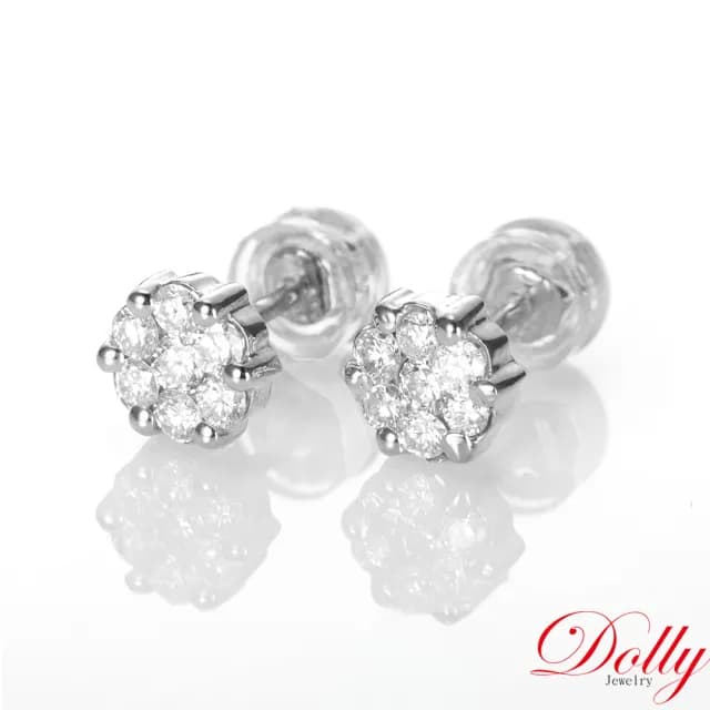 【DOLLY】情人節禮物 0.45克拉 天然鑽石 F/VS2 18K金耳環(母親節 情人節 交換禮物首選)