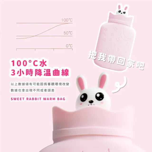 【暖呼呼】可愛兔兔矽膠熱水袋(防爆 加厚 熱敷袋 冰敷袋 暖宮 禮物 冬天 發燒 暖暖包 防漏 耐用)