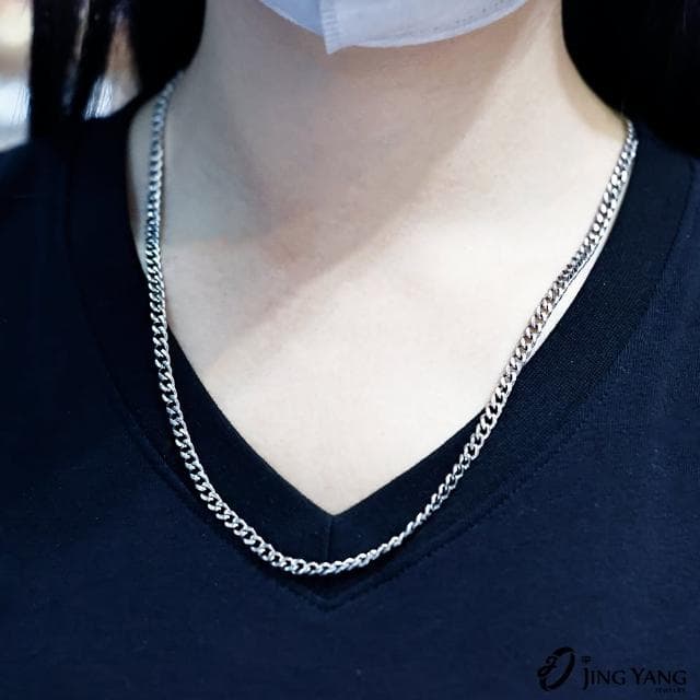 【JING YANG 晶漾】白鋼項鍊百搭簡約鏈條款53cm(生日禮物男女送禮)