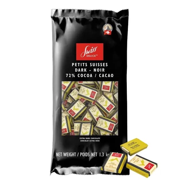 【美式賣場】瑞士Swiss Delice 頂級72%黑巧克力 分享包(1300g)