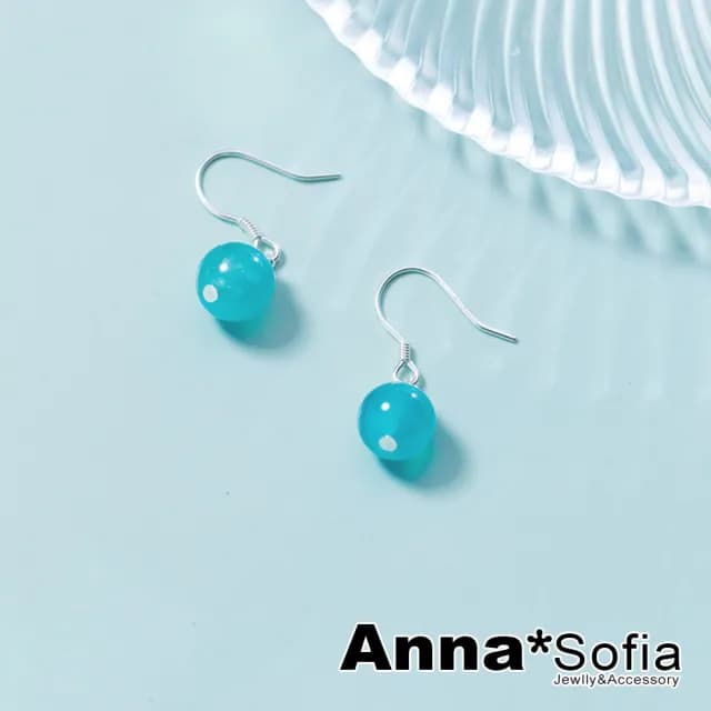 【AnnaSofia】925純銀針耳針耳環-藍天河石圓珠 現貨 送禮(銀系) - momo購物網 - 好評推薦 -