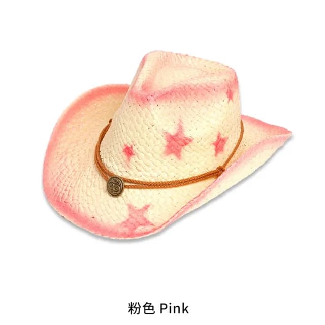 【巴黎精品】父親節禮物 渡假草帽遮陽帽編織帽大帽簷(五角星拼色復古牛仔帽男女帽子2色a1fo57)