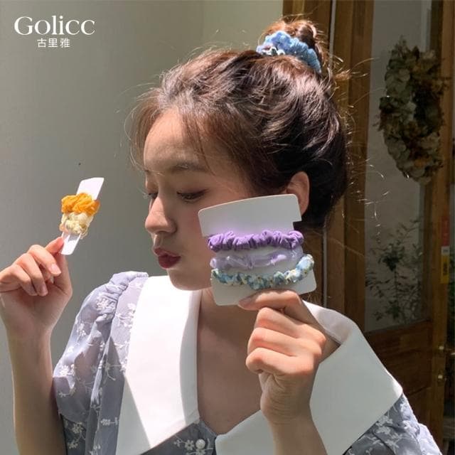 【Golicc】髮圈 森林系 網紗小腸圈 3入組(母親節 生日 情人節 髮飾 頭飾 大腸圈 髮夾 禮物)