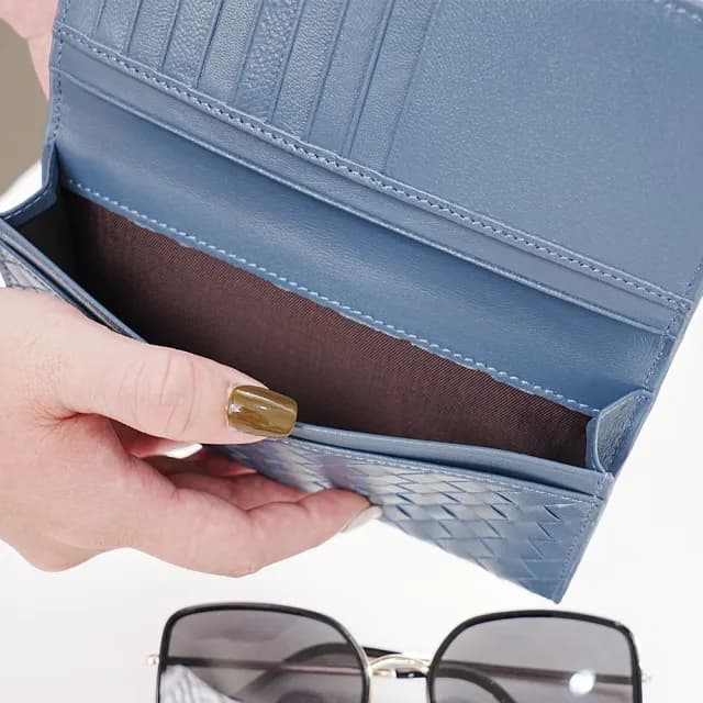 【MoonDy】雙11 長夾 羊皮長夾 手工編織 綿羊皮 生日禮物 長夾 錢包女 女長夾 女生皮