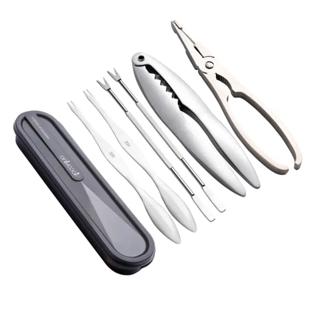 【PUSH!】餐具用品 吃蟹工具豪華6件套 螃蟹 大閘蟹工具 蟹針 蟹夾(吃螃蟹工具 蟹 大閘蟹 D248)