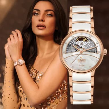 【Rado 雷達表 官方授權】Centrix 晶萃鑽石開芯陶瓷機械女錶-35mm R03推薦 送禮 禮物 推薦(R30029922)