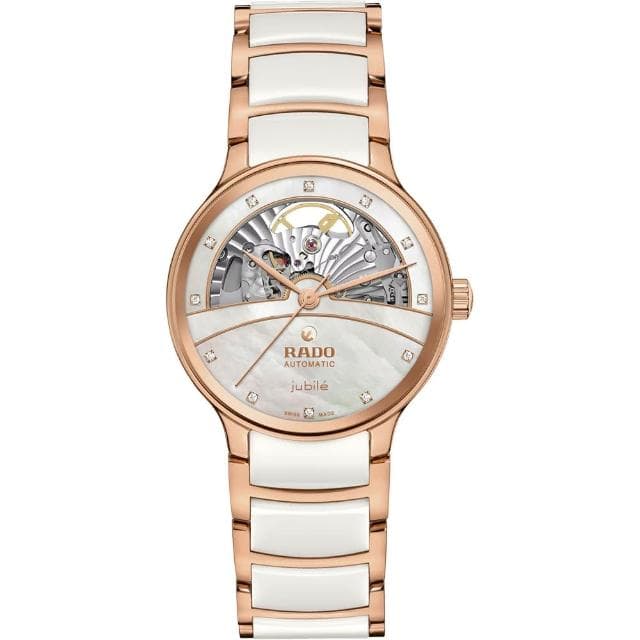 【Rado 雷達表 官方授權】Centrix 晶萃鑽石開芯陶瓷機械女錶-35mm R03推薦 送禮 禮物 推薦(R30029922)