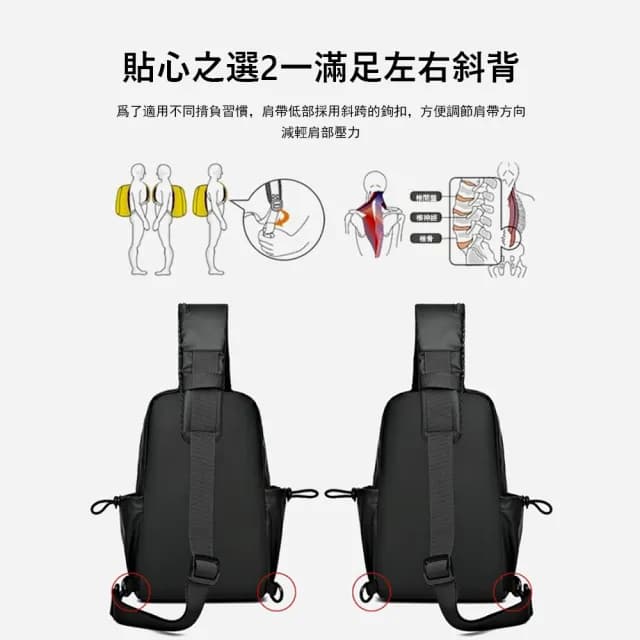 【Janyo】父親節禮物 防潑水男士機能斜跨包 斜背包 戶外休閒胸包 交換禮物(防水包 側背包/單肩包)