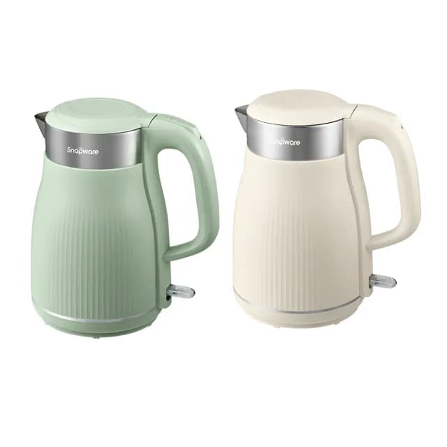 【CorelleBrands 康寧餐具】優雅曲線316不鏽鋼雙層防燙電熱水壺1.8L(兩色任選)