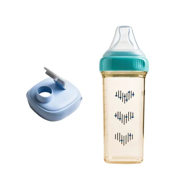 【hegen】x Selina 聯名款PPSU多功能寬口奶瓶330ml - 誕藍 - 水瓶2用組(限量/母嬰用品/新生禮/學習水杯)