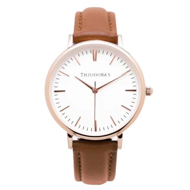 【THEODORA’S 希奧朵拉】小錶面｜Hera 簡約中性款金屬真皮手錶(小錶面 女錶 簡約手錶)