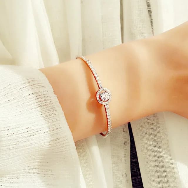 【MoonDy】包包 女朋友生日禮物 新娘飾品 純銀手鐲 手環 銀手鐲 仿真鑽石手鐲 純銀手環 飾品 手飾 韓