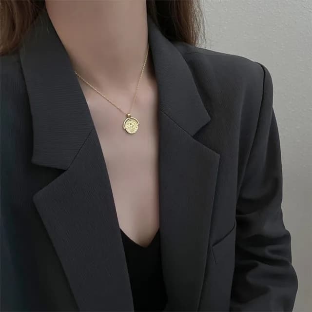 【KT DADA】情人節禮物 包包 項鍊 長項鍊 女生項鍊 韓國飾品 金幣項鍊 錢幣項鍊 情侶項鍊 閨蜜項鍊 復古項