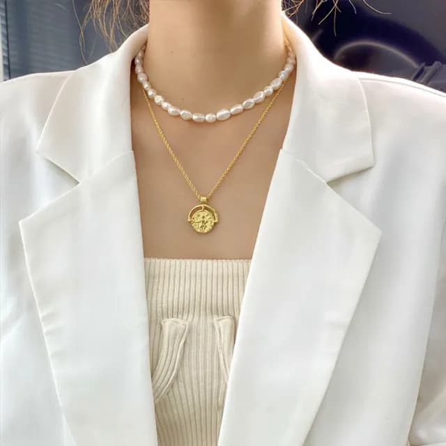 【KT DADA】情人節禮物 包包 項鍊 長項鍊 女生項鍊 韓國飾品 金幣項鍊 錢幣項鍊 情侶項鍊 閨蜜項鍊 復古項