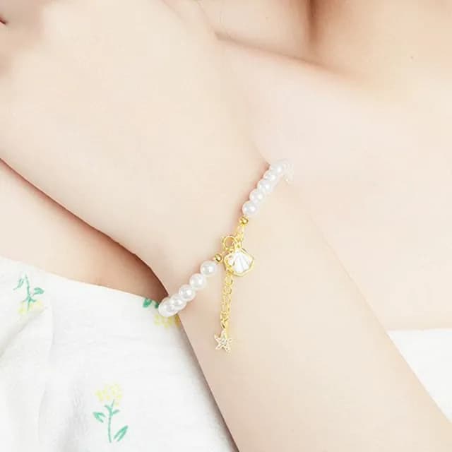 【MoonDy】包包 珍珠手鍊 純銀手鍊 女生手鍊 可調節 情人節生日禮物 送女友 純銀釦環 手鍊 飾品 淡水