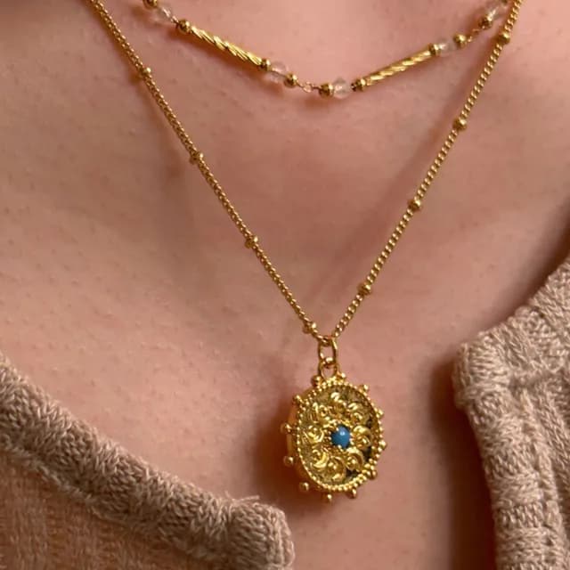 【KT DADA】情人節禮物 包包 金幣項鍊 太陽項鍊 女生項鍊 復古項鍊 寶石項鍊 韓國項鍊 個性項鍊 閨蜜項鍊 i