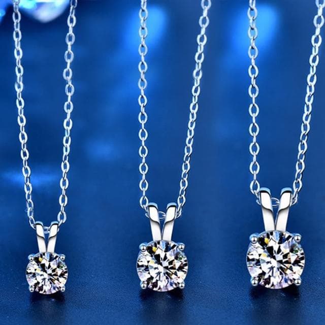【MoonDy】莫桑鑽 925純銀項鍊 四爪吊墜 鎖骨鍊 短鍊 飾品 氣質項鍊 女生禮物 情人節禮物 合成鑽石