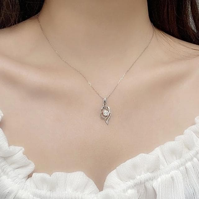 【KT DADA】羽毛項鍊 吊墜飾品 閨蜜項鍊 韓國項鍊 情人節禮物 純銀項鍊 合成鑽石項鍊 女生項鍊 愛心項鍊