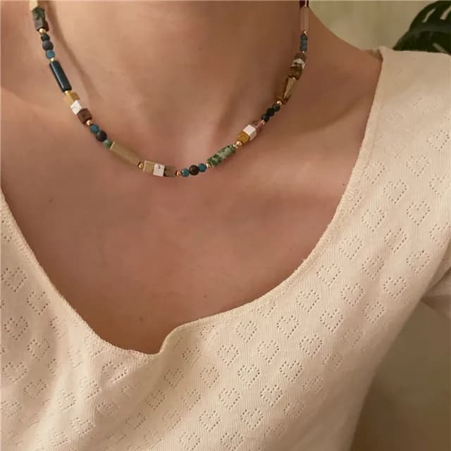【KT DADA】情人節禮物 包包 歐美項鍊 日系項鍊 復古項鍊 個性項鍊 串珠項鍊 彩色項鍊 寶石項鍊 女生項鍊