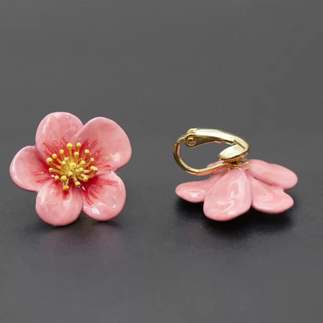 【巴黎精品】現貨+預購 耳環琺瑯耳飾(紅色臘梅彩釉桃花女飾品2款a1gf39)
