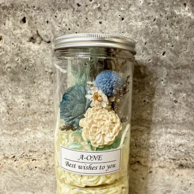 【A-ONE 匯旺】碎冰藍玫瑰花罐 畢業禮物 通草花 索拉花 永生花 乾燥花瓶 婚禮情人禮物