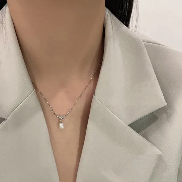 【MoonDy】包包 珍珠項鍊 純銀項鍊 項鍊女 生日禮物女生 情人節禮物 飾品配件 閨蜜項鍊 銀項鍊 韓國