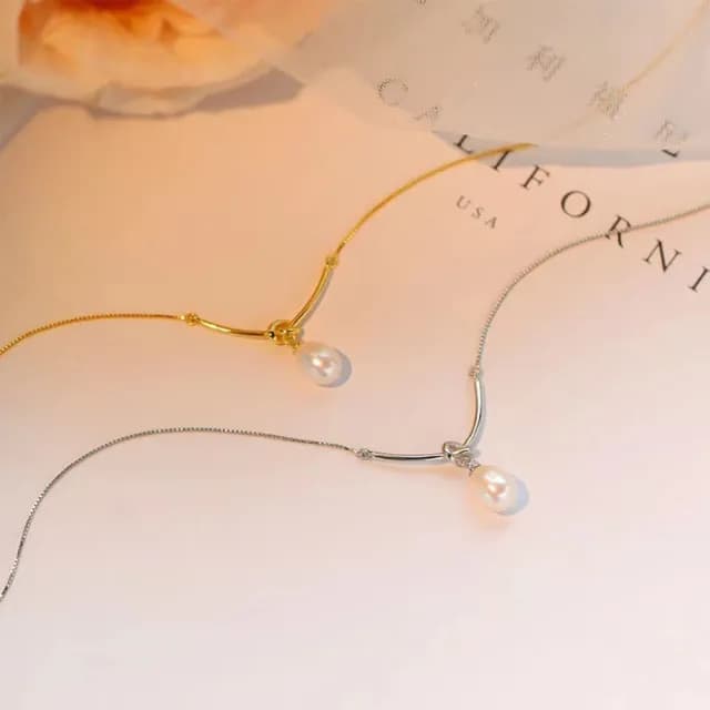 【MoonDy】包包 珍珠項鍊 純銀項鍊 項鍊女 生日禮物女生 情人節禮物 飾品配件 閨蜜項鍊 銀項鍊 韓國