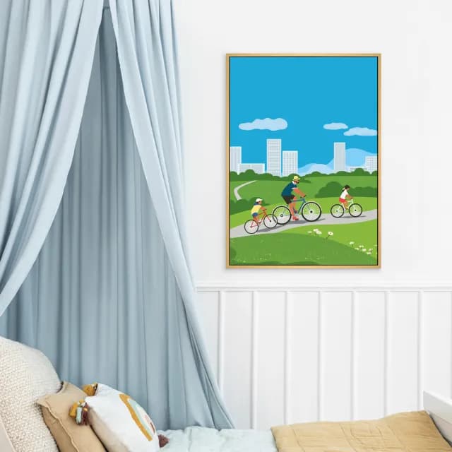 【菠蘿選畫所】跟著老爸出遊去II - 50x70cm(親子插畫掛畫/父親節禮物/療癒小物)