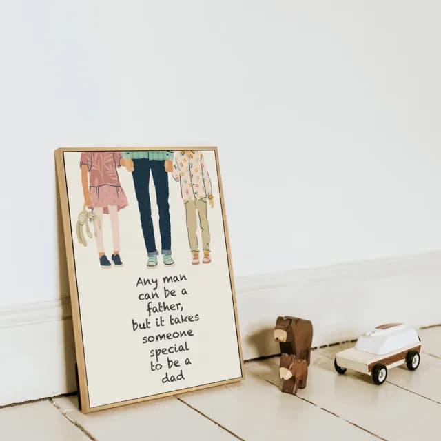 【菠蘿選畫所】世上只有爸爸好 - 42x60cm(兒童房插畫掛畫/父親節禮物/手繪爸爸掛畫)