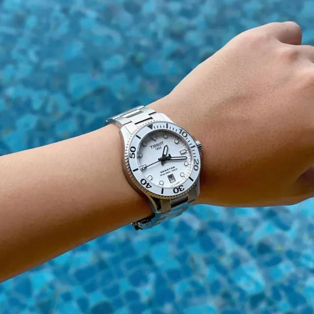 【TISSOT 天梭 官方授權】Seastar 1000海星300米潛水錶-36mm/白 情人節 禮物(T1202101101100)