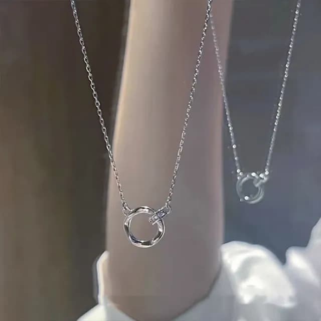 【LEEHER】鋯石項鍊/沙金項鍊/女生項鍊/925純銀/生日禮物/項鍊/純銀項鍊/銀飾/銀鍊/歐美項鍊/銀