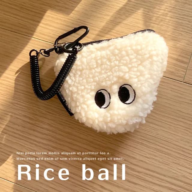 【日系小物】情人節禮物 日本鹽味飯糰可掛式零錢包-附掛勾掛繩(吊飾 耳機包 鑰匙包 掛飾 口紅包