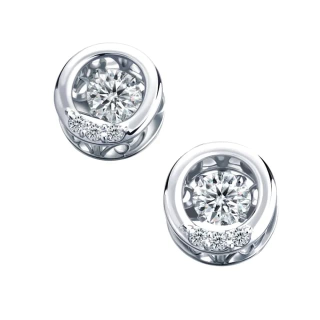 【Emperor Diamond 京華鑽石】18K金 天然鑽石 共0.22克拉 跳舞鑽石 耳環 跳舞鑽系列之日光(Dancing)