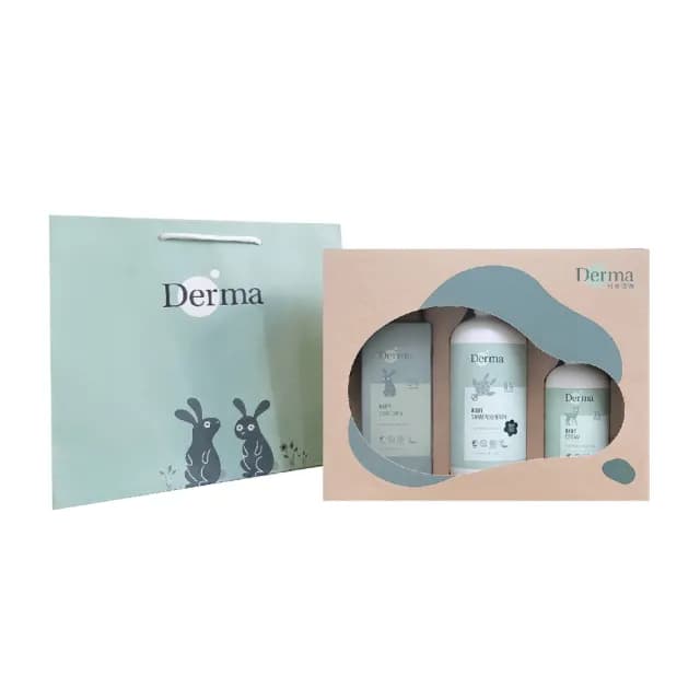 【Derma 丹麥德瑪】寶寶經典洗護三件禮(嬰兒乳液、嬰兒沐浴)