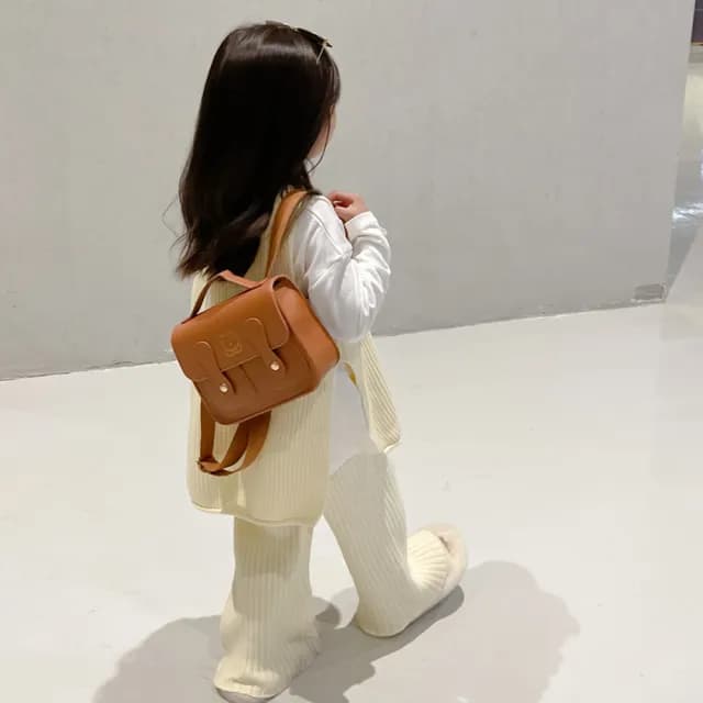 【Starshop】韓版復古風劍橋包 幼稚園/小學後背包 手提包 兒童書包(生日禮物)