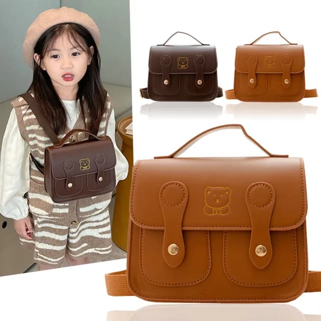 【Starshop】韓版復古風劍橋包 幼稚園/小學後背包 手提包 兒童書包(生日禮物)