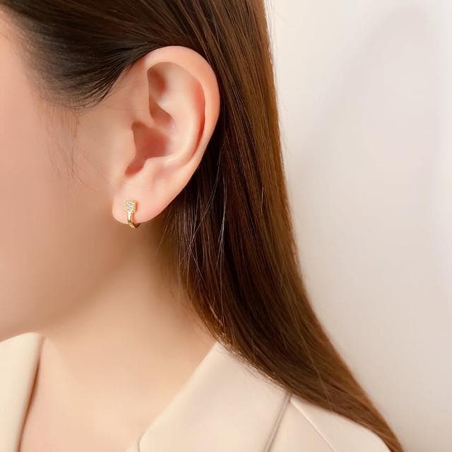 【UME.Acce】情人節禮物 方形單鑽耳扣純銀耳環(S925純銀耳環 純銀 全純銀 純銀耳環 耳扣耳環 方形 單鑽)