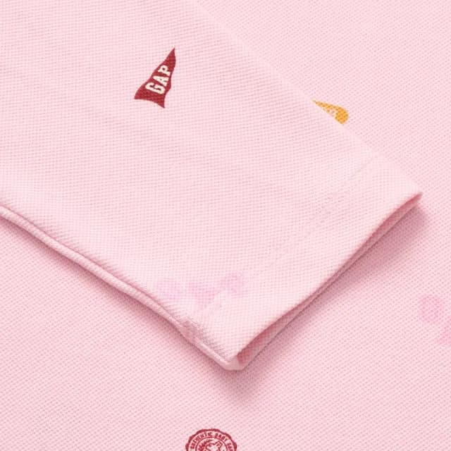 【GAP】女童裝 Logo純棉印花長袖POLO衫-粉色(646218)