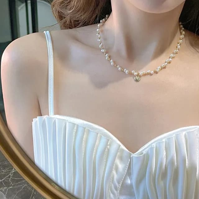 【KT DADA】韓國項鍊 珍珠頸鏈 小眾項鍊 法式項鍊 生日禮物 項鍊女 純銀項鍊 珍珠項鍊 金幣項鍊