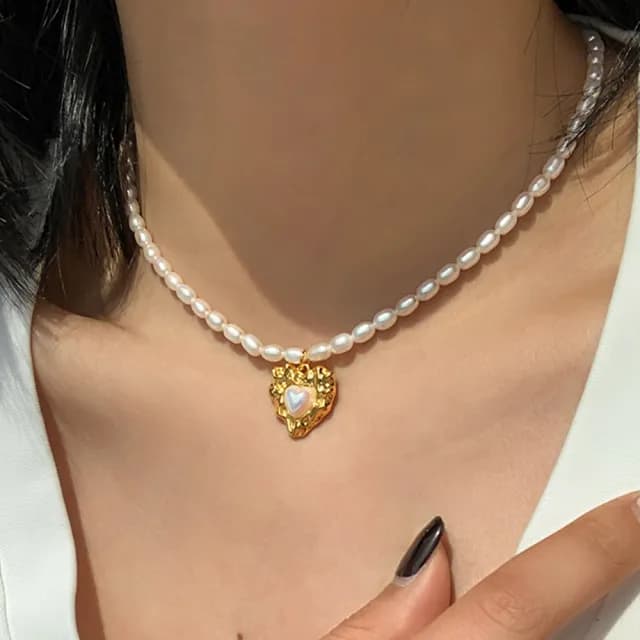 【KT DADA】情人節禮物 包包 項鍊女 鎖骨鏈 珍珠項鍊 歐美項鍊 巴洛克珍珠項鍊 韓國項鍊 復古項鍊 愛心項鍊