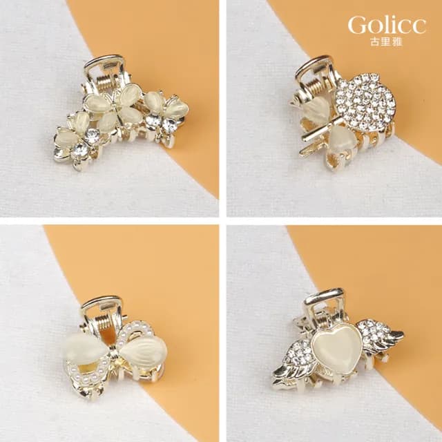 【Golicc】髮夾買一送一 輕奢鑲鑽 小抓夾(雙11 聖誕節 生日 髮飾 頭飾 大腸圈 髮夾 禮物)