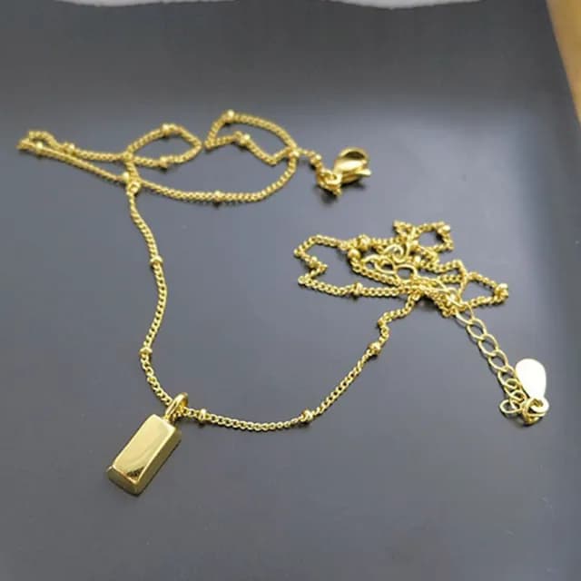【LEEHER】金磚項鍊/鎖骨鏈/女生項鍊/招財項鍊/金色項鍊/銀項鍊/韓國項鍊/小飾品/小禮物/純銀項