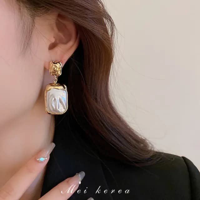 【Very Buy 非常勸敗】銀針法式復古字母花朵愛心珍珠耳環女輕奢高級感耳針氣質耳飾