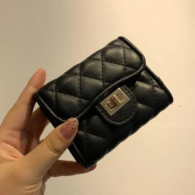 【LEEHER】情人節禮物 女生/包包/卡夾/小香風卡包/菱格錢包/羊皮錢包/大容量卡包/迷你錢包/多層證件包/真皮