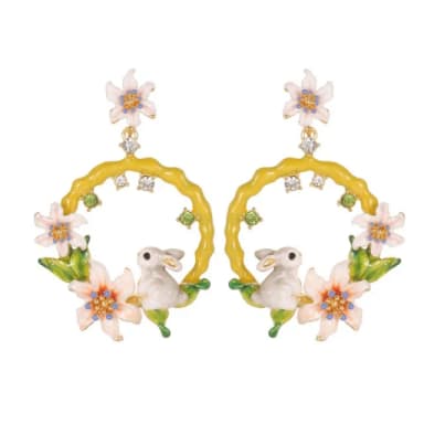 【巴黎精品】現貨+預購 耳環琺瑯耳飾(百合花環兔子鑲鑽女飾品a1gf9)