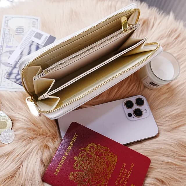 【MoonDy】雙11 包包 高品質 長夾 水波紋長夾 牛皮長夾 長夾 拉鏈長夾 女友生日禮物