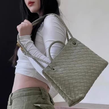 【MoonDy】通勤百搭手提包 白色大包包 復古包包 大容量托特包 編織包包 休閒手提包 編織斜背包 禮物