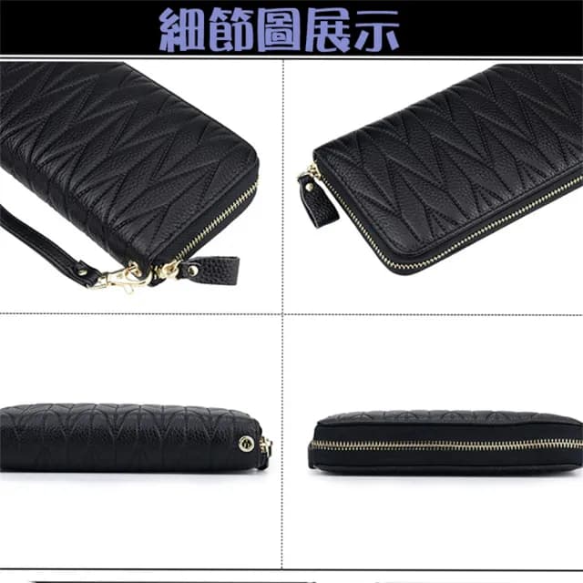 【MoonDy】情人節禮物 真皮包包  包包 長夾女生 女士長款錢包 rfid防盜刷 風琴卡包 頭層牛皮拉鍊包 拉鍊長